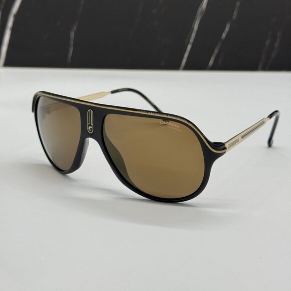 NEW CARRERA SAFARIN65/N 2M2 BLACK GOLD BROWN AVIATOR CARRERA SUNGLASSES - Picture 1 of 8